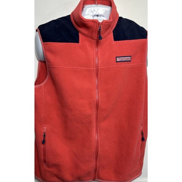 Vineyard Vines Vest Men L SalmonPink Shep & Ian Whale Logo Full Zip Fleece Logo - Picture 1 of 7